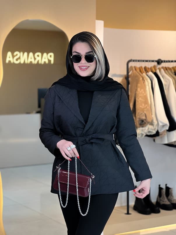 بارانی کوتاه مشکی 010203 — تصویر ۲