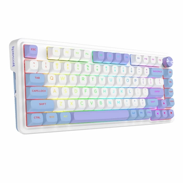کیبورد گیمینگ Redragon مدل UCAL MAX K673 سفید آبی بنفش — تصویر ۳