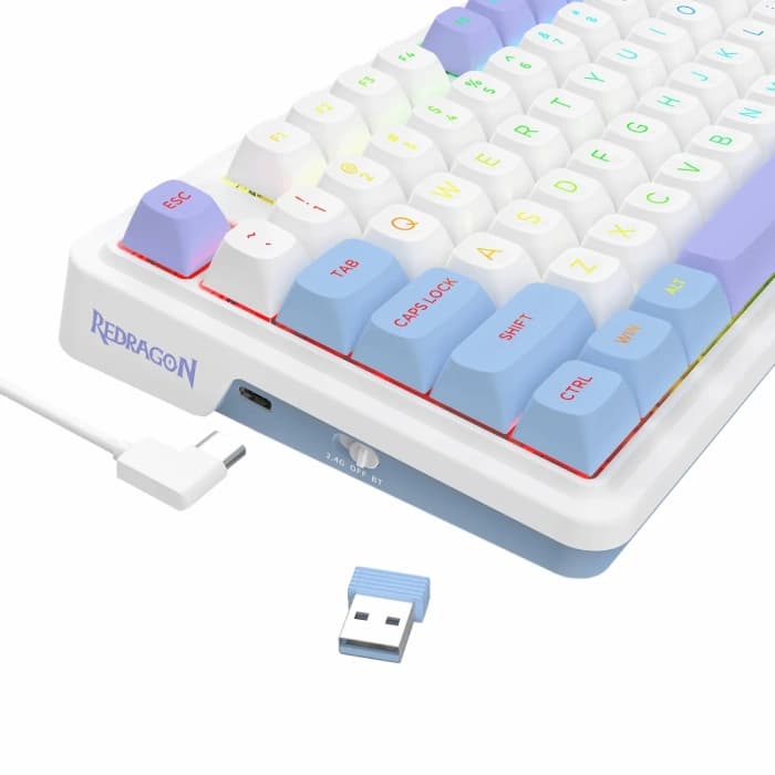 کیبورد گیمینگ Redragon مدل UCAL MAX K673 سفید آبی بنفش — تصویر ۵