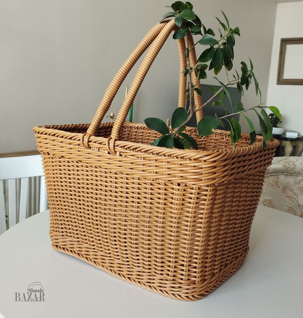 سبد حصیری دسته دار پلاستیکی پیک نیک — تصویر ۲