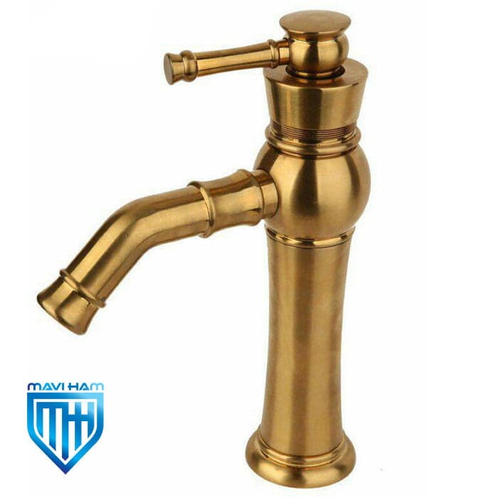 شیر روشویی راسان مدل الیزه طلا مات (matte chrome)