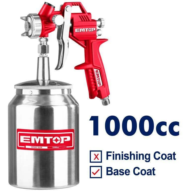 پیستوله رنگ پاش بادی EMTOP مدل EASG10001 | پیستوله پنوماتیک رنگ