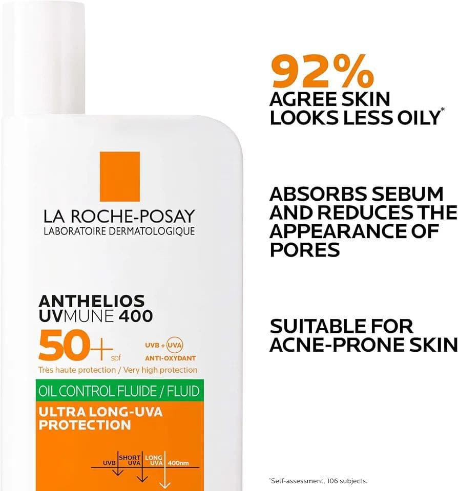 کرم ضد آفتاب بی رنگ کنترل چربی فلویید لاروش پوزای LA ROCHE POSAY ANTHELIOS UVMUNE 400 OIL CONTROL FLUID SPF50 — تصویر ۱۱