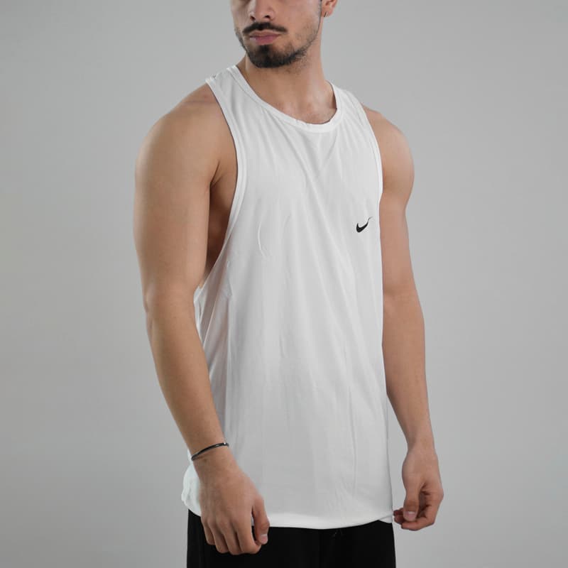 رکابی ورزشی پشت کش دار مردانه نایک مدل VHD-Dri Fit-4K0998 سفید — تصویر ۴