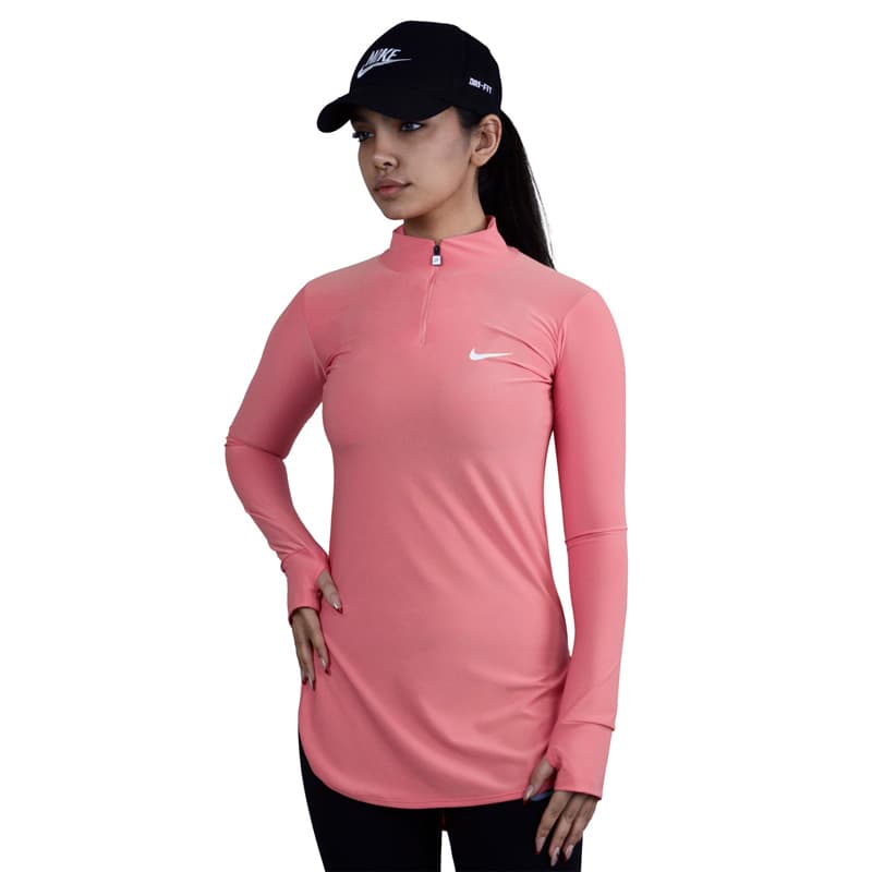 استرج آستین بلند نیم زیپ ورزشی زنانه نایک مدل VHD-3K1452 صورتی