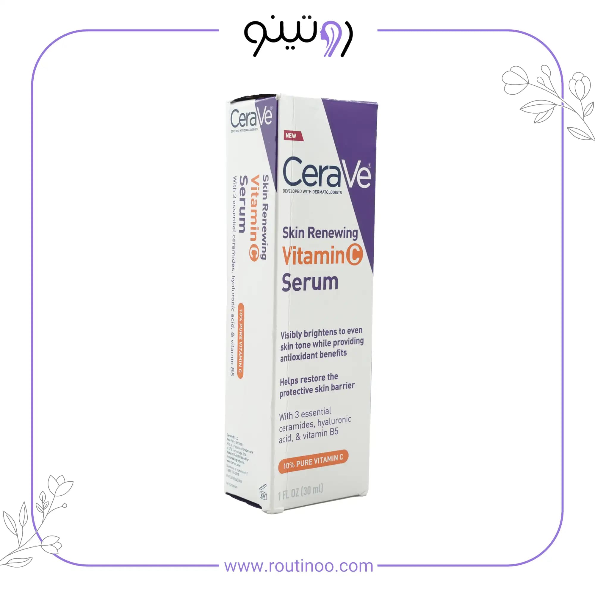 سرم ویتامین سی سراوی CeraVe مدل Skin Renewing حجم ۳۰ میل | روشن کننده، بازسازی پوست — تصویر ۳