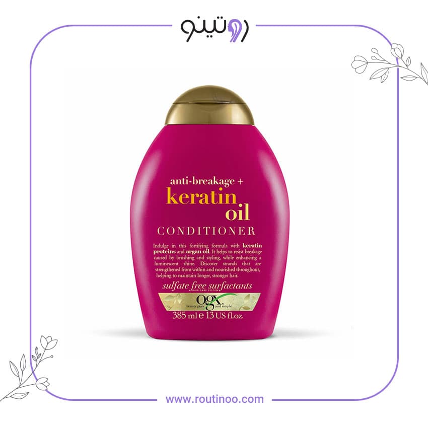 شامپو کراتین اوجی ایکس نرم کننده کاندیشنر روغن OGX بدون سولفات 385 میل