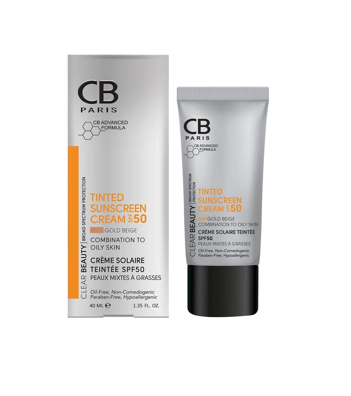 ضد آفتاب رنگی SPF 50 پوست چرب سی بی پاریس