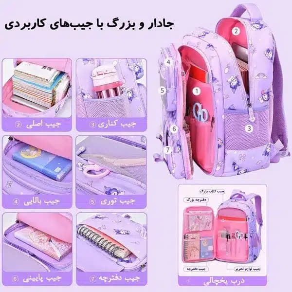 کیف کوله پشتی مدرسه کرومی ZM Baby کد 2307 — تصویر ۹