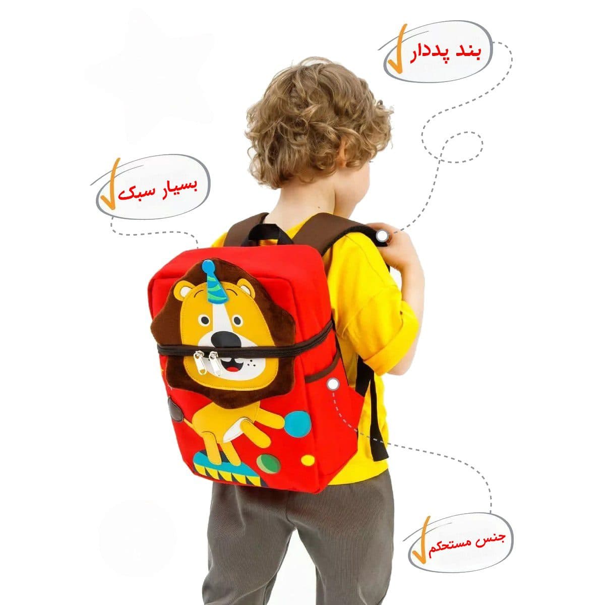 کوله پشتی بچگانه طرح شیر جنگل کد2003 — تصویر ۱۲