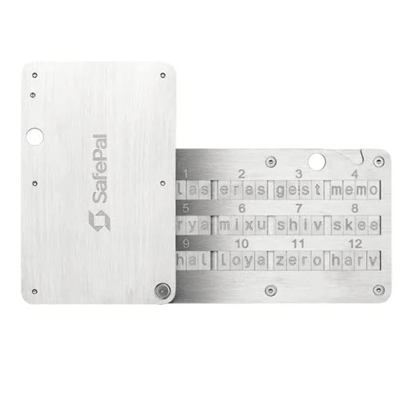 محافظ فولادی عبارت بازیابی سایفر سیف پل SafePal Cypher Seed Board