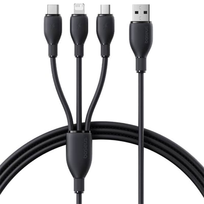 کابل شارژ USB به لایتنینگ/تایپ سی/میکرو یو اس بی 3.5 آمپر مدل CB000161 باسئوس P10376303121