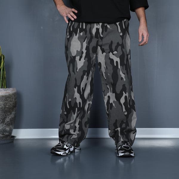 شلوار بگ کارگو چریکی طوسی مشکی — تصویر ۵