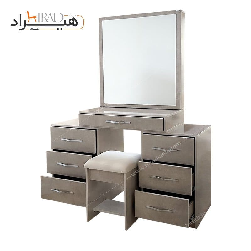 میز آرایش کلاسیک دو ستون کشودار با صندلی هیراد مدل U110 — تصویر ۶