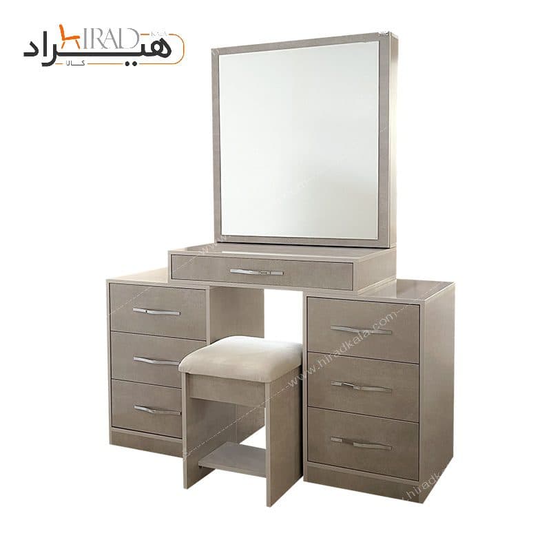 میز آرایش کلاسیک دو ستون کشودار با صندلی هیراد مدل U110 — تصویر ۲