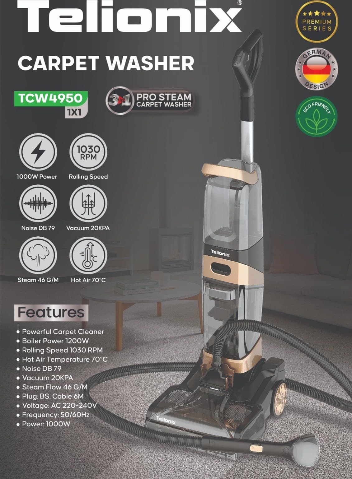فرش شوی و مبل شوی تلیونیکس TCW4950 | خرید آنلاین از ریوکالا