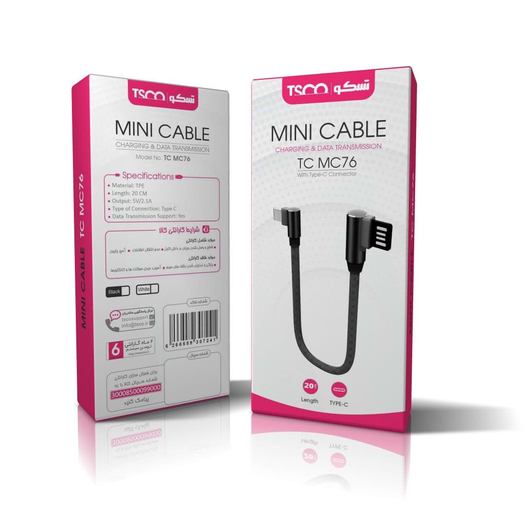 کابل شارژ و دیتا TYPE C تسکو مدل TCMC76