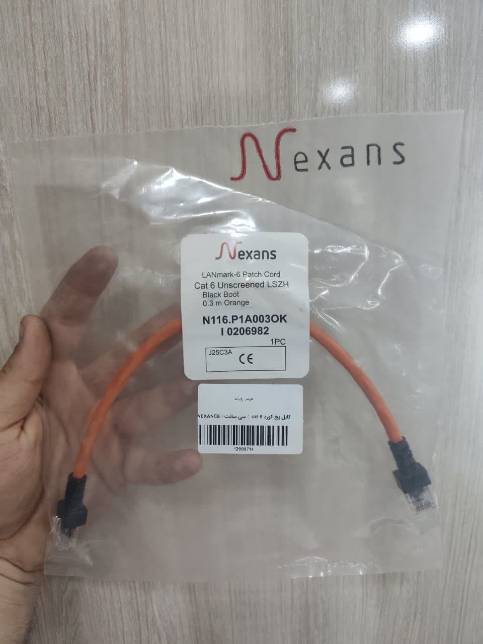 کابل شبکه پچ کورد CAT6 نوع UTP به طول 30 سانت برند NEXANCE