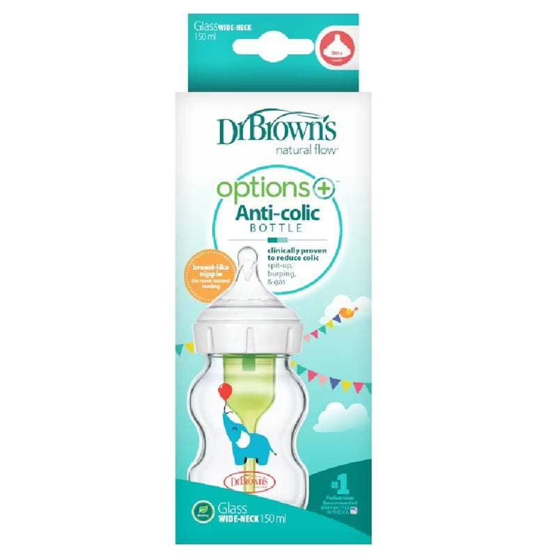 شیشه شیر پیرکس پهن اپشن پلاس 150 میل طرح فیل دکتر براونز DR.Brown’s — تصویر ۵