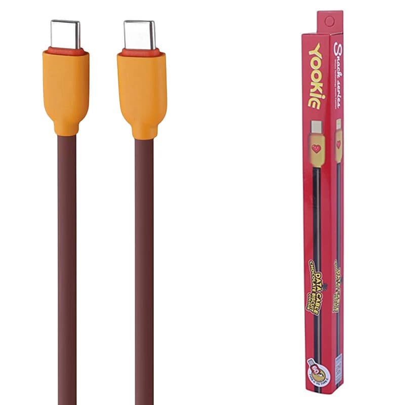 کابل دو سر تایپ سی فست شارژ 60 وات یوکی Snack Series Chocolate طول 1 متر