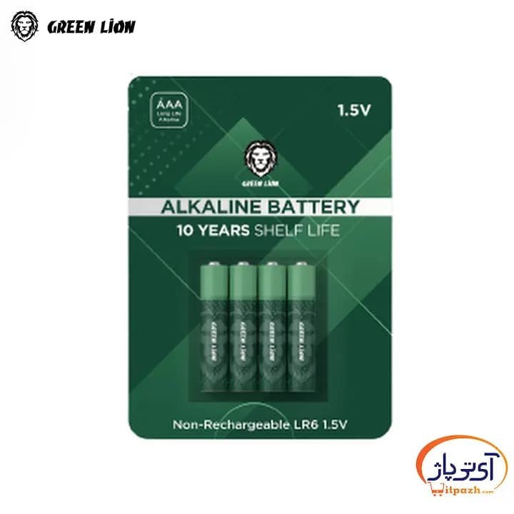باتری نیم قلمی گرین لاین ALKALINE AAA بسته 4 عددی