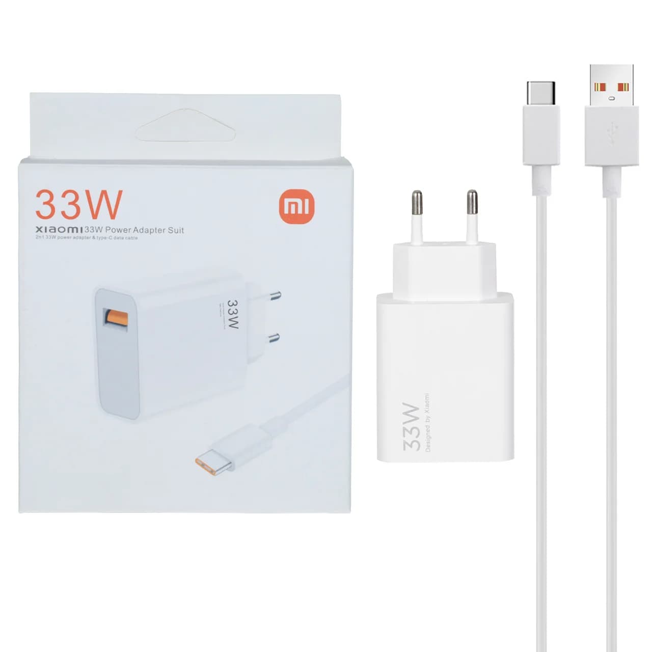 شارژر دیواری 33W فست تک پورت Xiaomi به همراه کابل شارژ Type-C مدل MDY-11-EZ – سفید