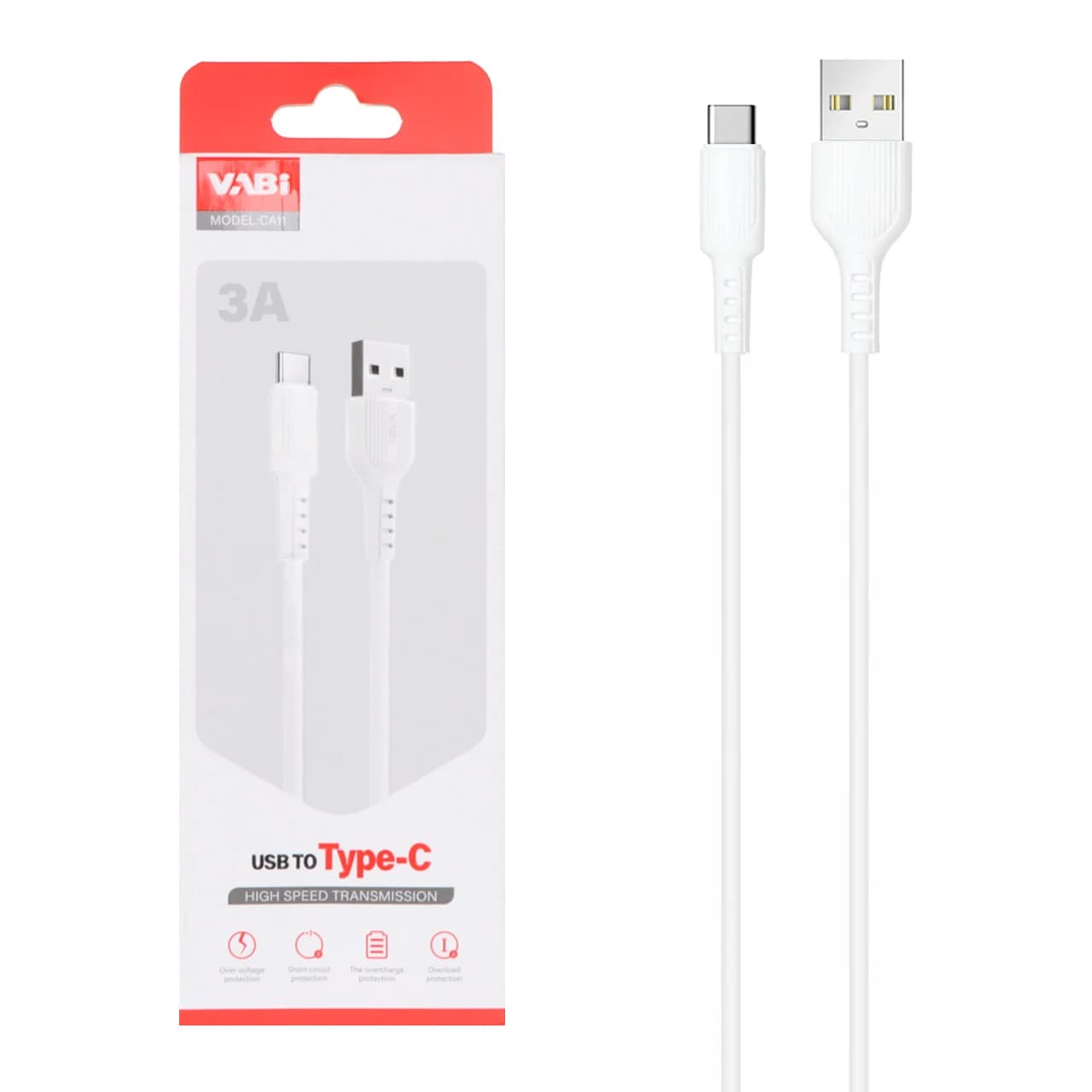 کابل شارژ فست VABI Type-C مدل CA11 – سفید