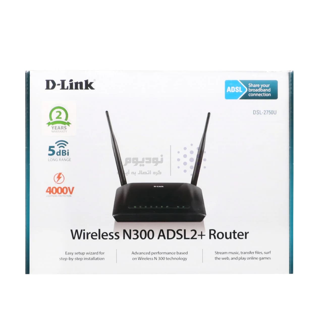 مودم D-link 2750u Wireless N 300 ADSL2+ Modem Router – مشکی — تصویر ۵