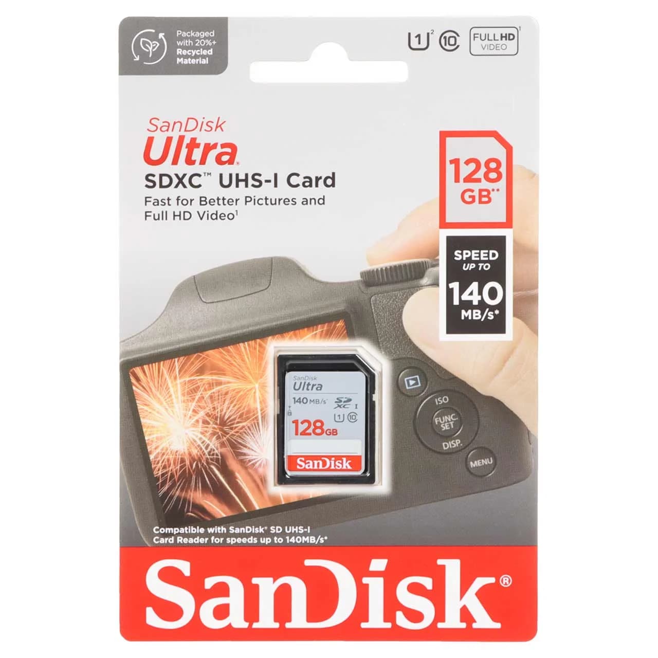 مخصوص دوربین عکاسی – SanDisk Ultra SDXC UHS-I U1 (140MB/S) – 128GB (گارانتی سورین)