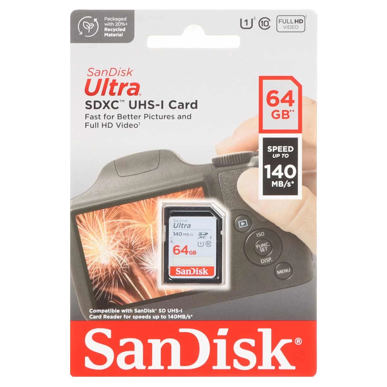 مخصوص دوربین عکاسی – SanDisk Ultra SDXC UHS-I U1 (140MB/S) – 64GB (گارانتی سورین)