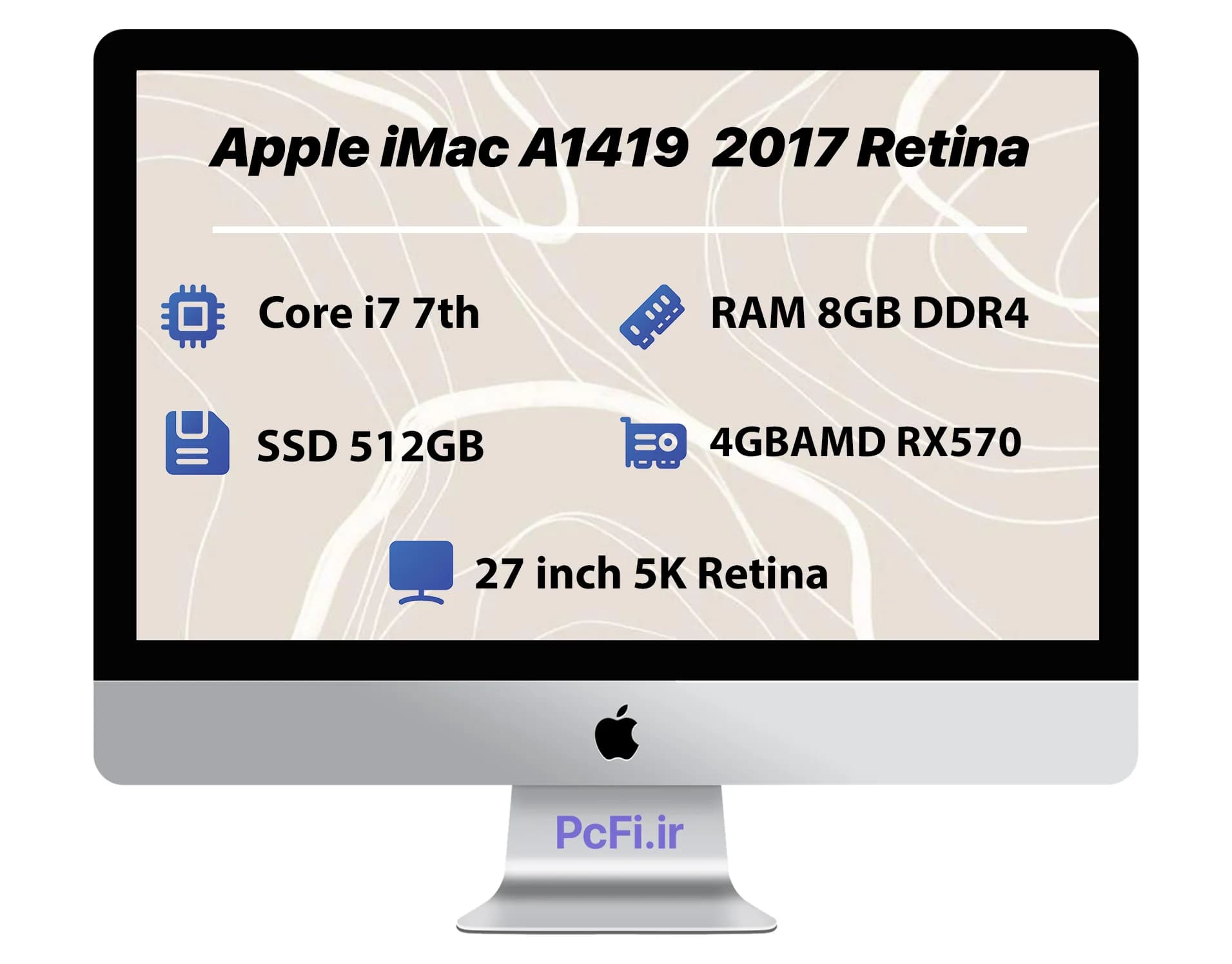 Apple iMac A1419 27″ 5K 2017 | i7-RAM 8GB-SSD 512GB-VGA 4GB