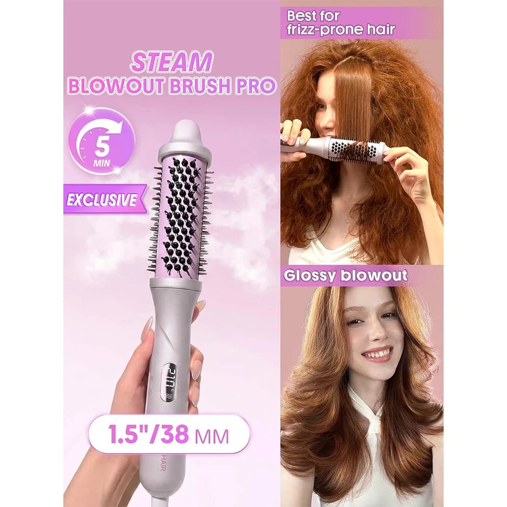 برس حرارتی گرد بخاردار حالت‌دهنده مو شیگلم مدل Hydra Shot Steam Pro سایز 38mm — تصویر ۹