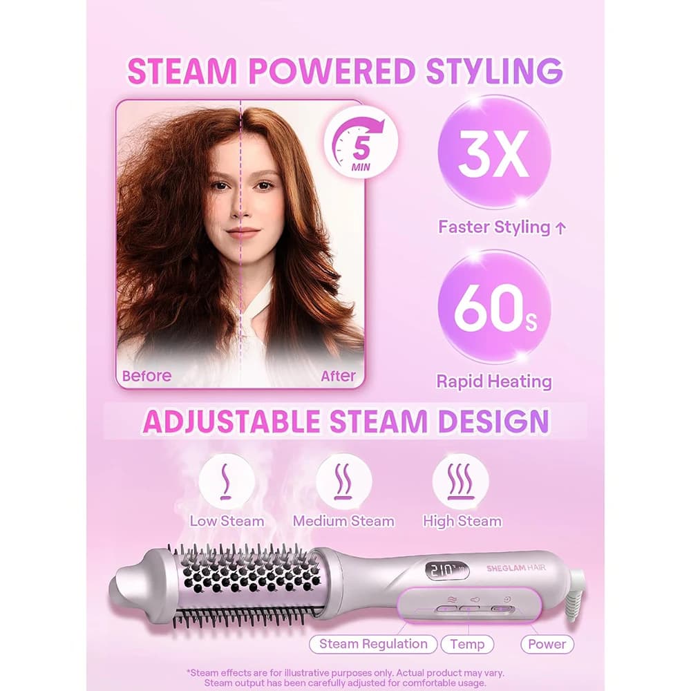برس حرارتی گرد بخاردار حالت‌دهنده مو شیگلم مدل Hydra Shot Steam Pro سایز 38mm — تصویر ۶