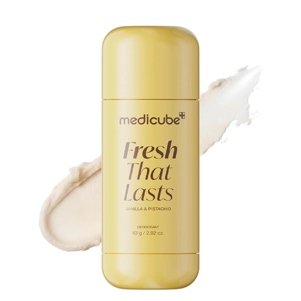 دئودرانت کوجیک اسید و زردچوبه مدی کیوب مدل Fresh That Lasts رایحه وانیل و پسته روشن‌کننده و از بین برنده تیرگی زیر بغل وزن 83 گرم