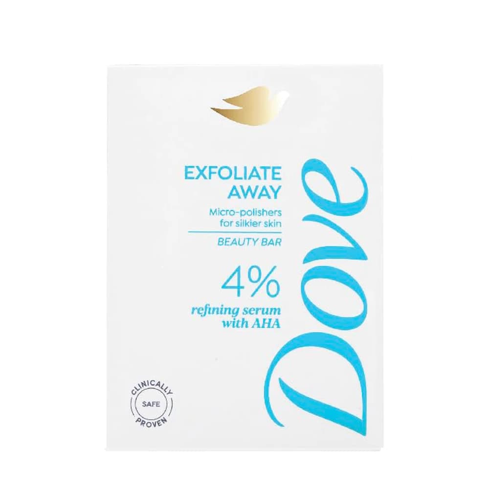 صابون زیبایی لایه‌بردار داو مدل EXFOLIATE AWAY حاوی 4٪ سرم صاف‌کننده و AHA وزن 125 گرم