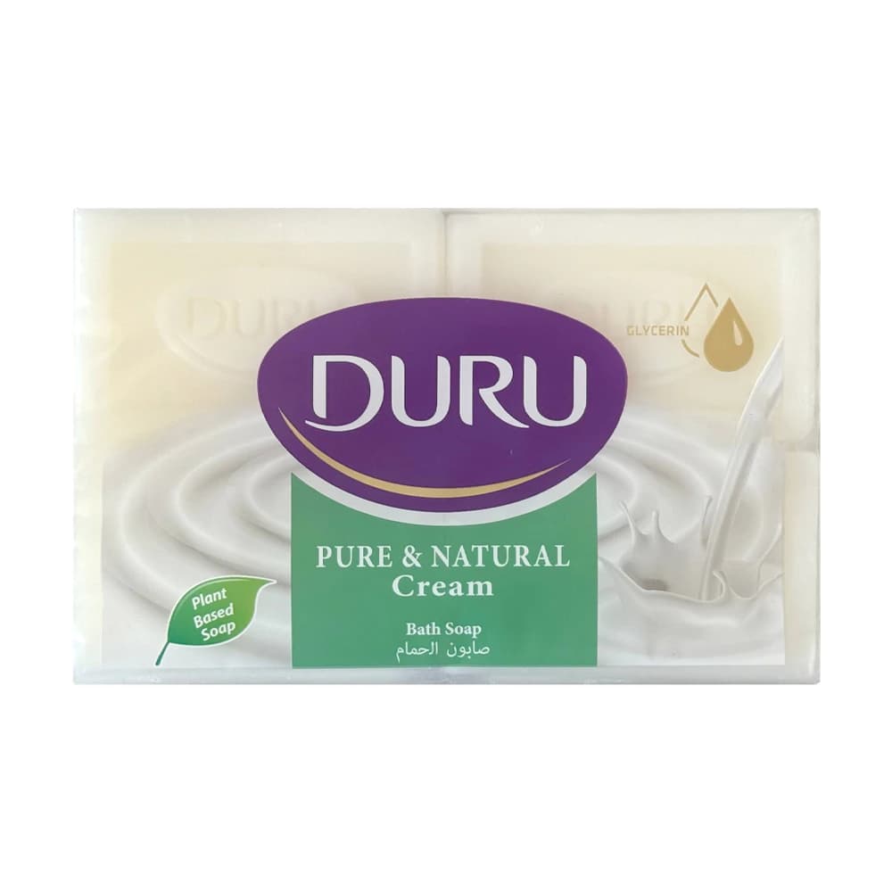 صابون بدن کرمی دورو مدل PURE & NATURAL با پایه گیاهی و حاوی گلیسیرین بسته 4 عددی