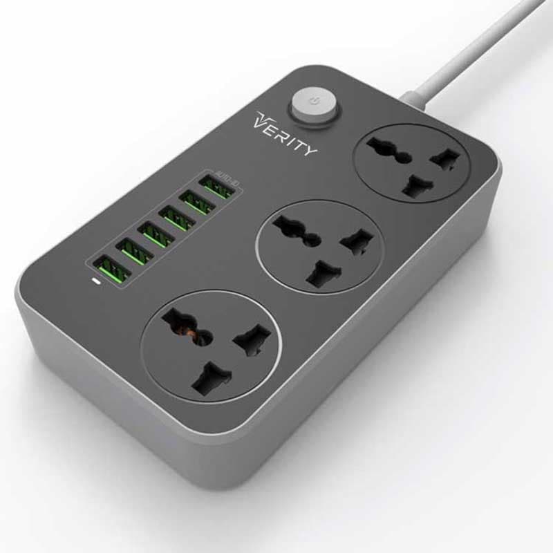 سه راهی برق+شارژر 6 پورت وریتی مدل PS3110