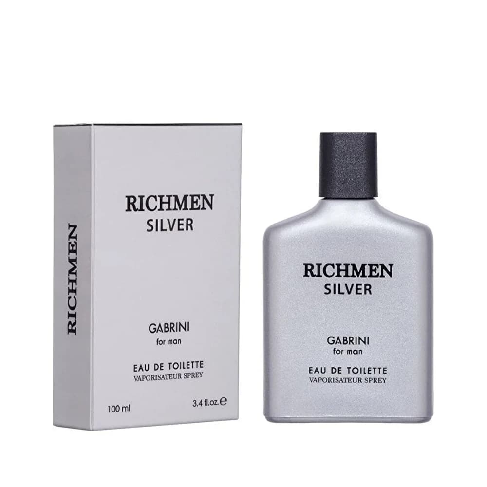 ادکلن مردانه گابرینی مدل RICHMEN SILVER حجم 100 میلیلیتر