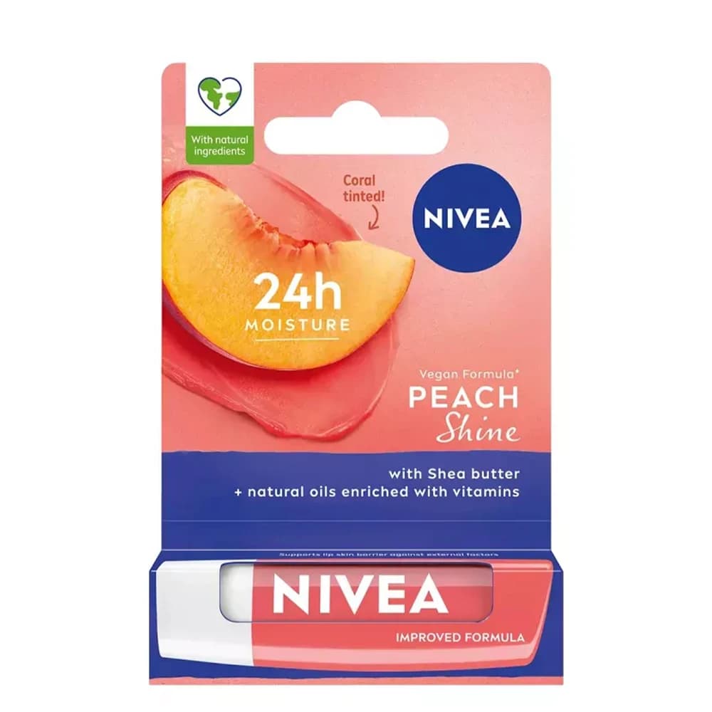 بالم لب مرطوب‌کننده نیوا مدل PEACH SHINE وزن 4.8 گرم
