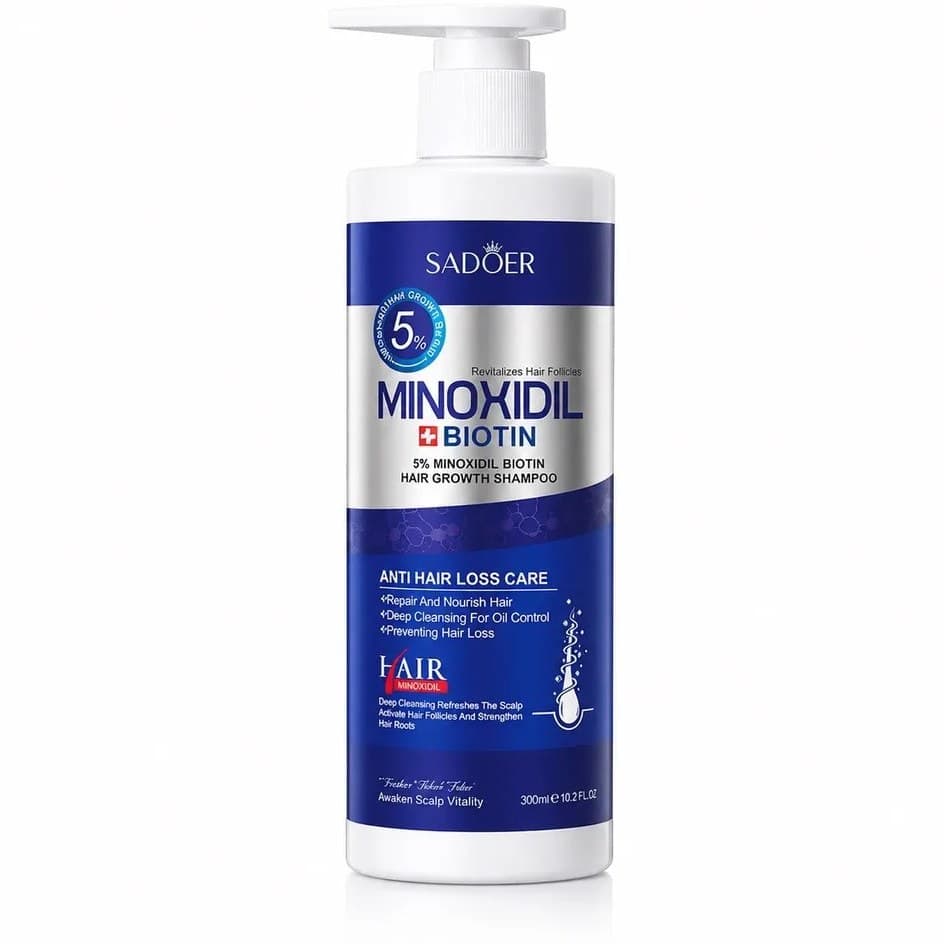 شامپو سر ماینوکسیدیل و بیوتین سادور MINOXIDIL& BIOTIN HAIR GROWTH SHAMPOO SADOER حجم 300میل