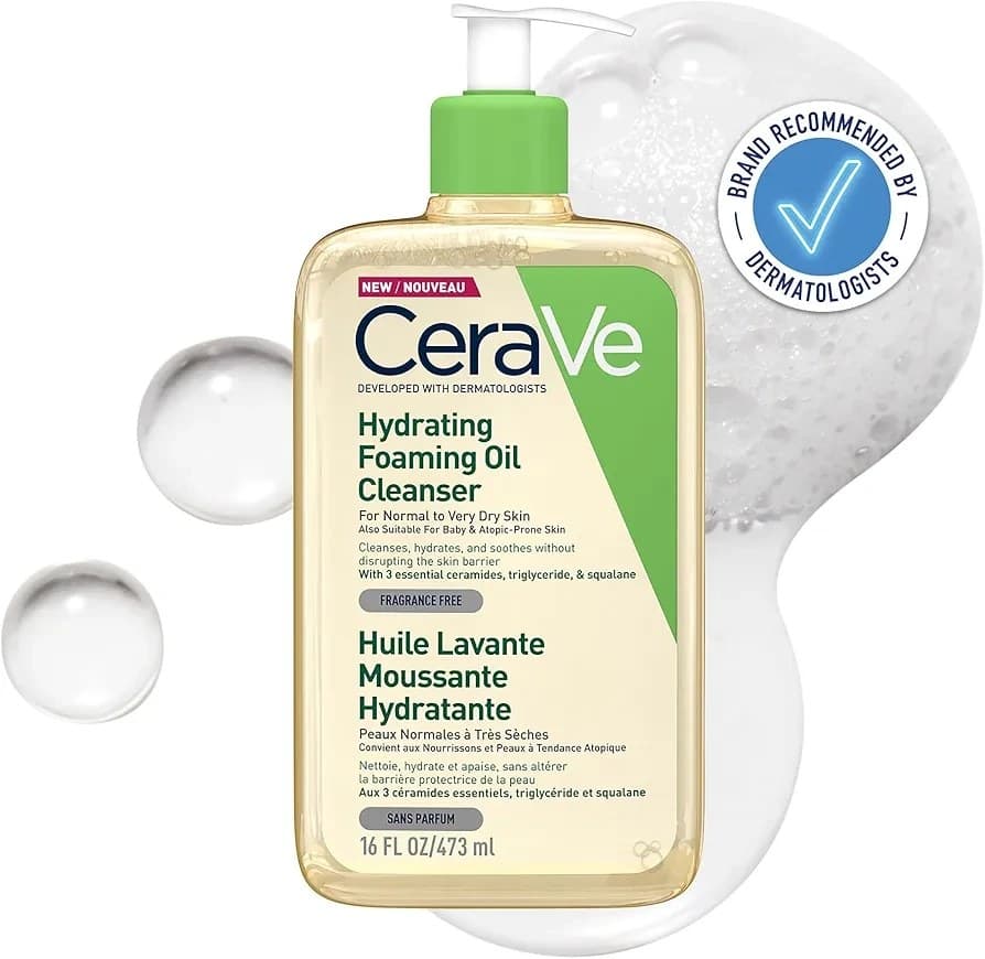 فوم شستشوی صورت سراوی مدل Huile Lavante Moussante Hydratante مناسب پوست نرمال تا خشک حجم 473 میلی لیتر مسترکپی