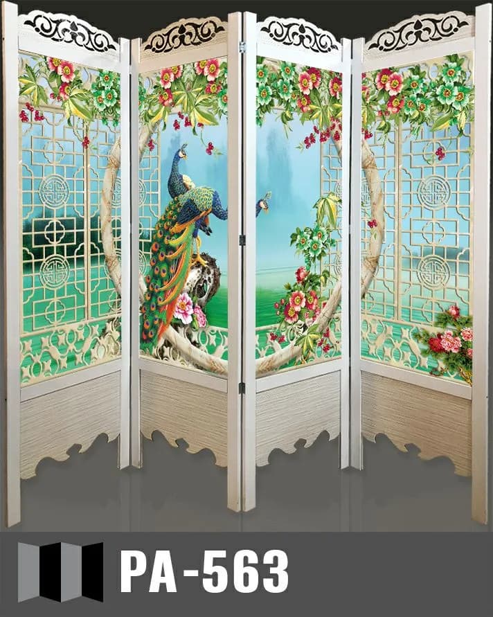 پارتیشن متحرک ۴ لنگه تیره‌رنگ طرح طبیعت، آبشار و دریاچه (کد PA-565) — تصویر ۶