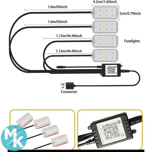 چراغ LED داخل خودرو RGB برند YONGMING مدل ambient — تصویر ۵