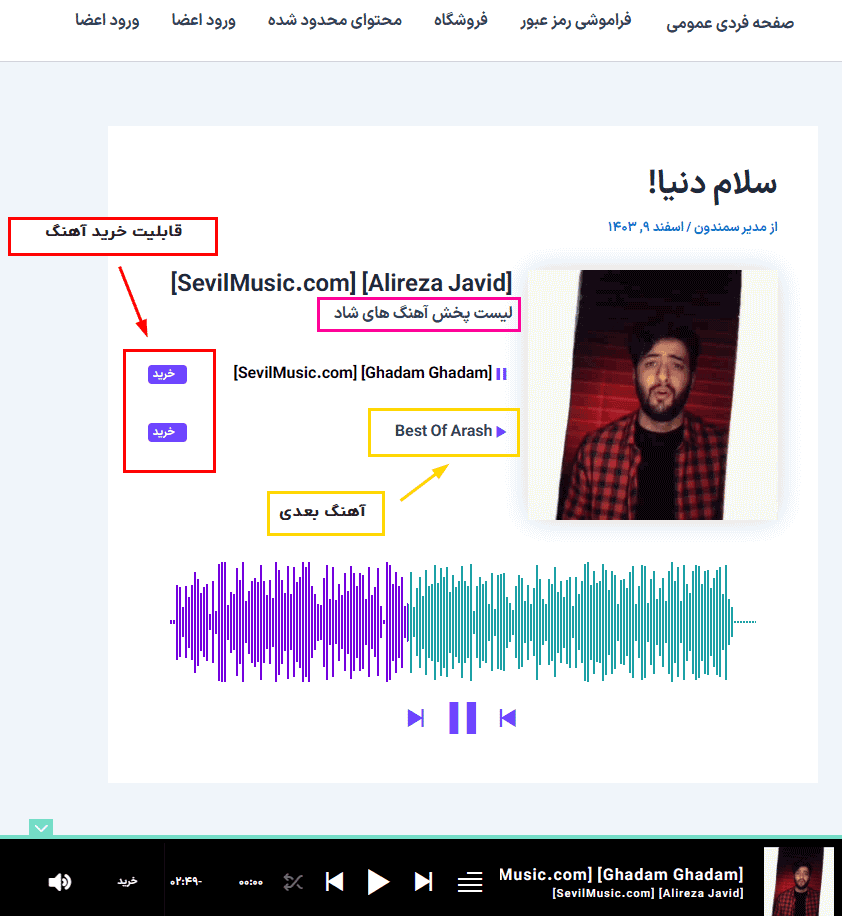 افزونه موزیک پلیر و پخش کننده صدا، پادکست و رادیو برای وردپرس | MP3 Audio Player Pro — تصویر ۲