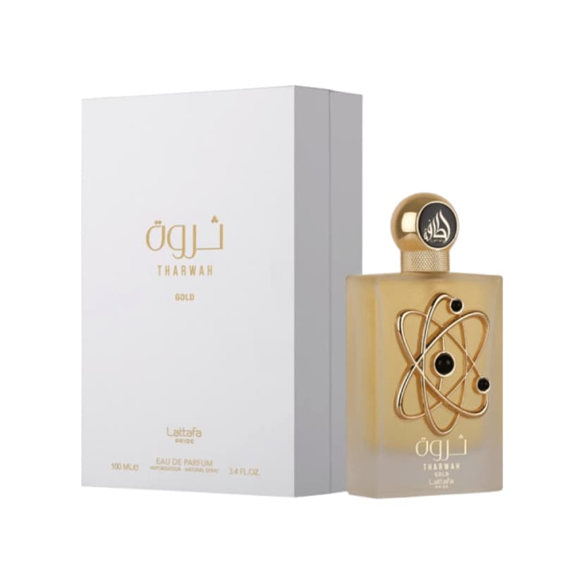 دکانت 10 میل ادکلن ثروه گلد طلایی لطافه پراید مشابه رایحه لیبر اینتنس زنانه Tharwah gold Lattafa Pride — تصویر ۲