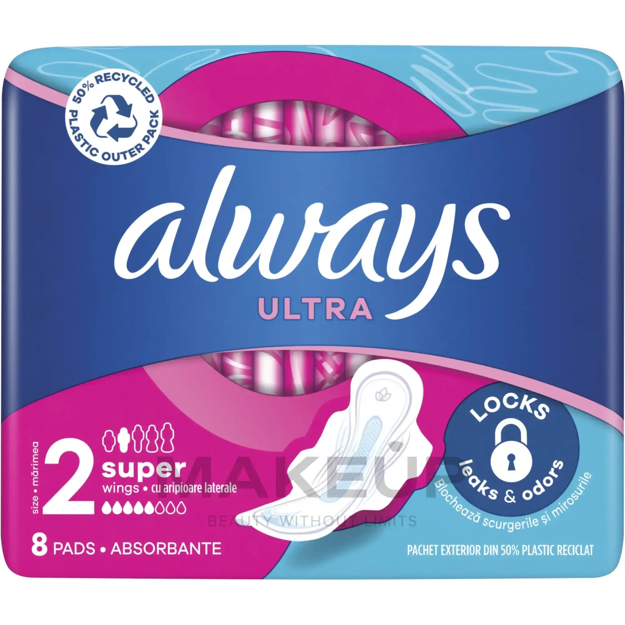 نوار بهداشتی آلویز الترا سایز ۲ قفل‌کننده بو و رطوبت بسته ۸ عددی Always Ultra Super — تصویر ۲