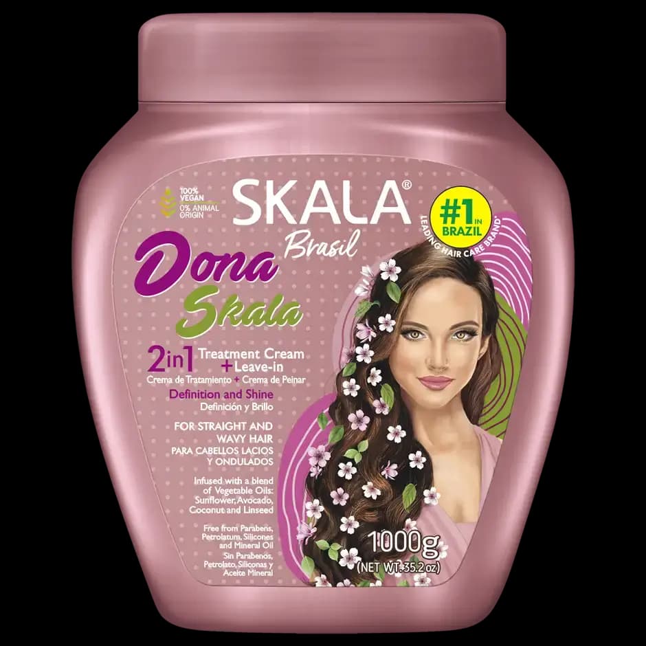 ماسک مو اسکالا دونا درخشان‌کننده موهای صاف و مواج 1000 گرم Skala Dona Creme De Tratamento Hair Care Cream