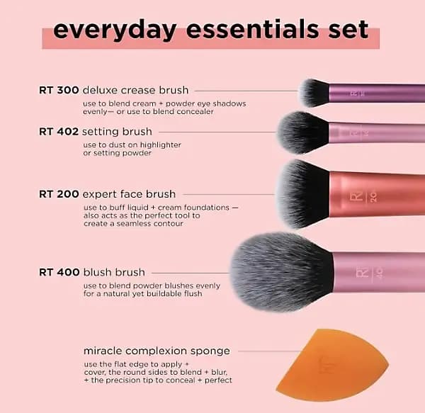 ست براش و اسفنج آرایشی ۶ تکه ریل تکنیکس صورت و چشم Real Techniques Everyday Essentials — تصویر ۸