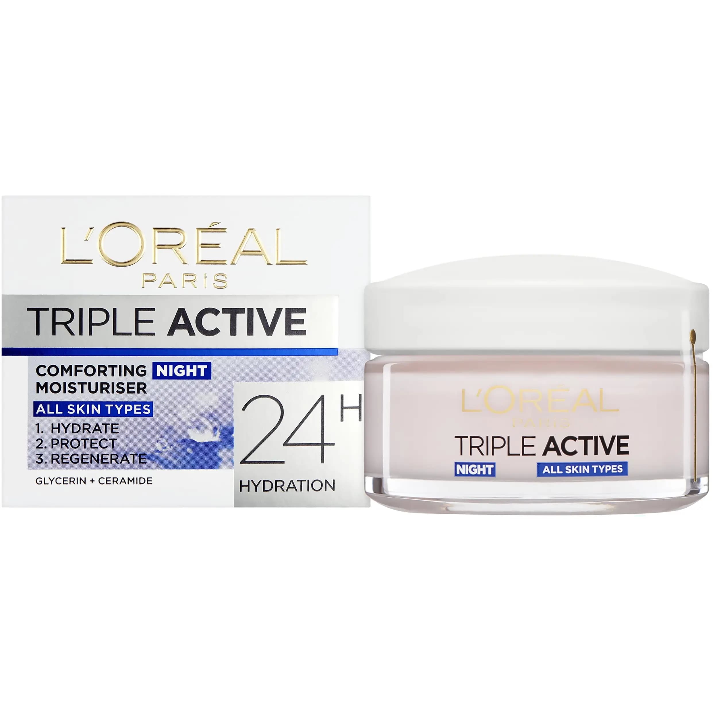 کرم آبرسان مخصوص پوست های خشک و حساس سه کاره لورال مدل تریپل اکتیو شبانه 50 میل Loral Triple Active Comforting Moisturizer — تصویر ۴