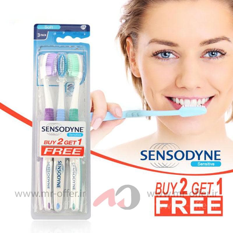 مسواک نرم 3تایی سنسوداین مخصوص دندانهای حساس (سنسیتیو) Sensodyne Sensitive Toothbrush — تصویر ۹